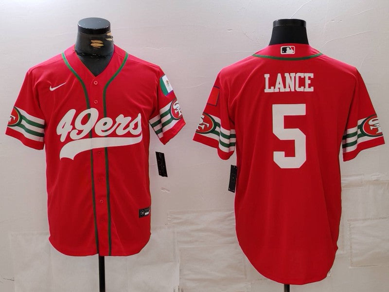 Men's San Francisco 49ers Trey Lance #5 Scarlet Player Game Jersey1 football jersey product view 1