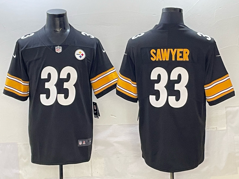 Men's Pittsburgh Steelers Jack Sawyer #33 Black Game Player Jersey football jersey product view 1