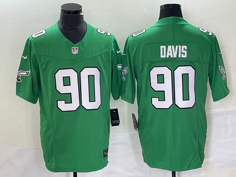 Men's Philadelphia Eagles Jordan Davis #90 Kelly Green Game Jersey1 basketball jersey product view 1