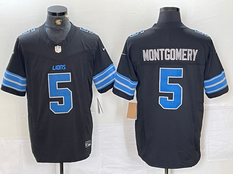 Men's Detroit Lions David Montgomery #5 Black 2nd Alternate Game Jersey1 football jersey product view 1