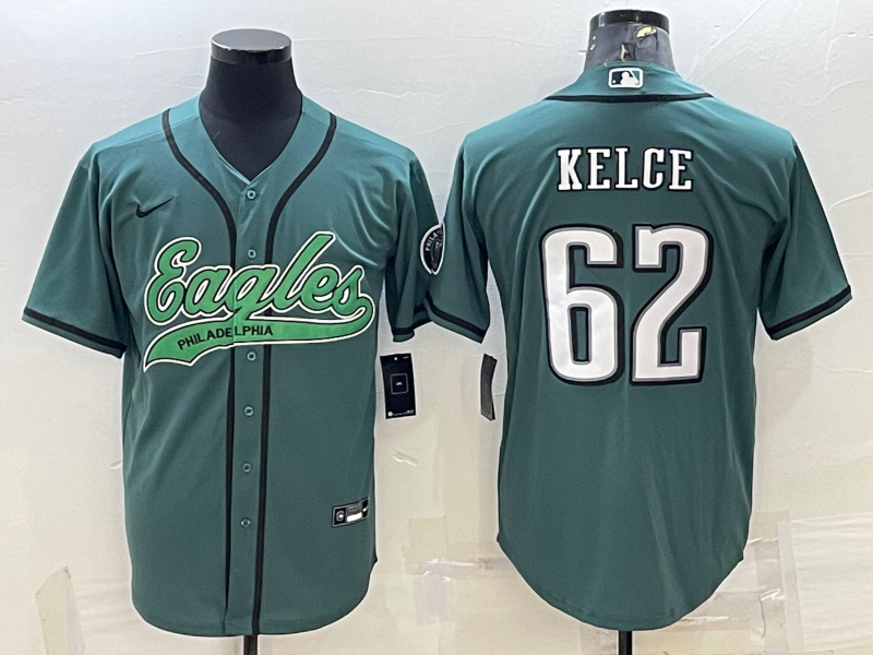Men's Philadelphia Eagles Jason Kelce #62 Midnight Green Game Jersey1 Joint Edition football jersey product view 1
