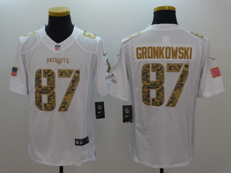 Men's New England Patriots Rob Gronkowski #87 White Game Player Jersey1 football jersey product view 1