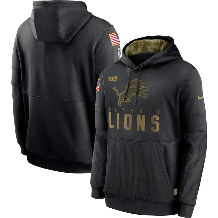 Men's Detroit Lions NFL 2020 Salute to Service Hoodie1 Black football jersey product view 1