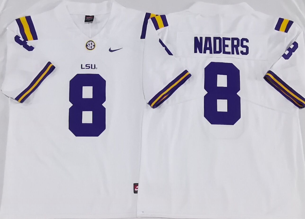 Men's LSU Tigers Malik Nabers #8 White Player Game Jersey sports jersey product view 1