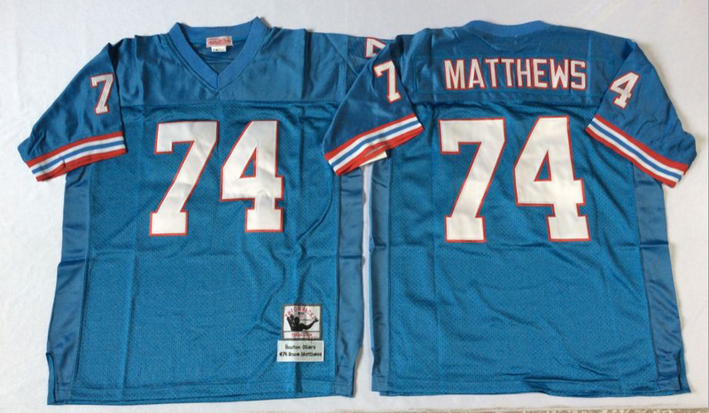 Men's Tennessee Oilers Bruce Matthews #74 Light Blue Legacy Replica Jersey1 hockey jersey product view 1