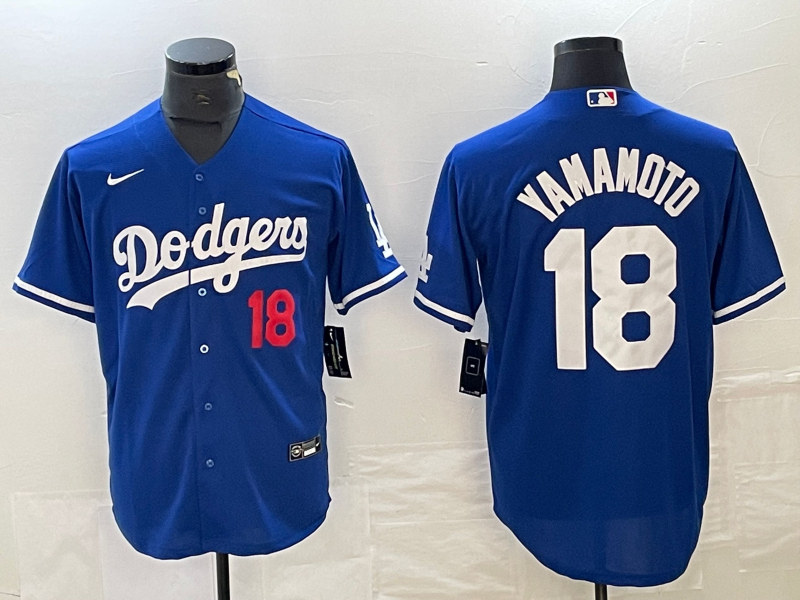 Men's Los Angeles Dodgers Yoshinobu Yamamoto #18 Royal Replica Game Jersey1 baseball jersey product view 1