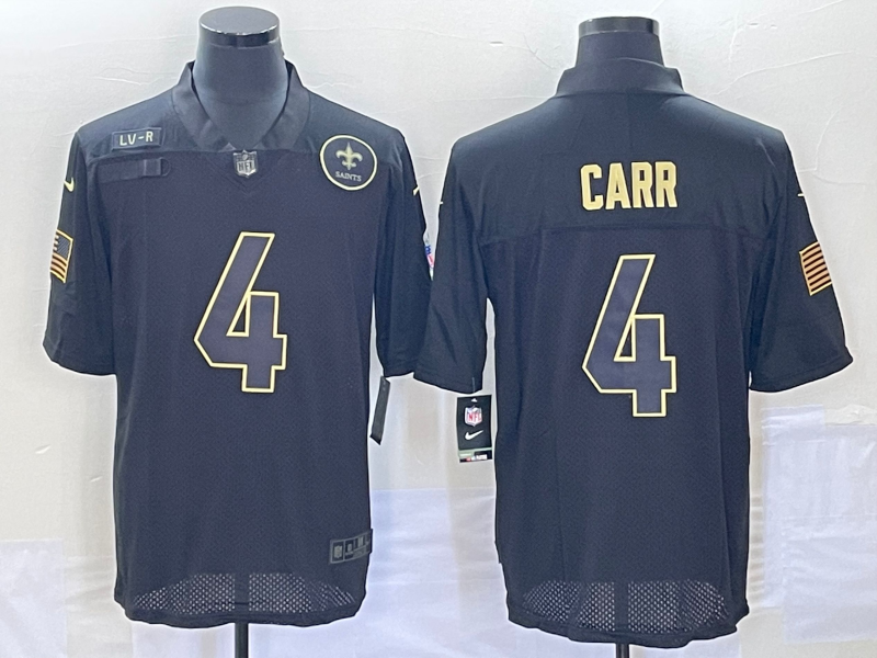 Men's New Orleans Saints Derek Carr #4 Black Player Jersey1 football jersey product view 1