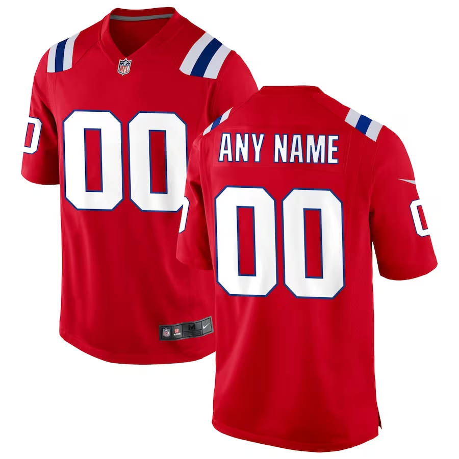 Custom1 New England Patriots Red Alternate Jersey1 football jersey product view 1