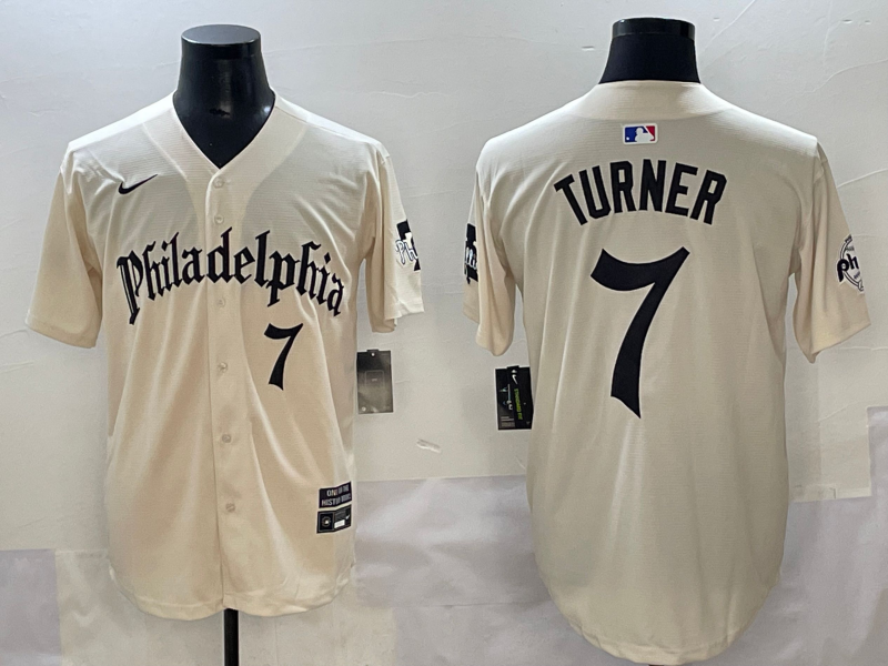 Men's Philadelphia Phillies Trea Turner #7 Cream Limited Player Jersey baseball jersey product view 1
