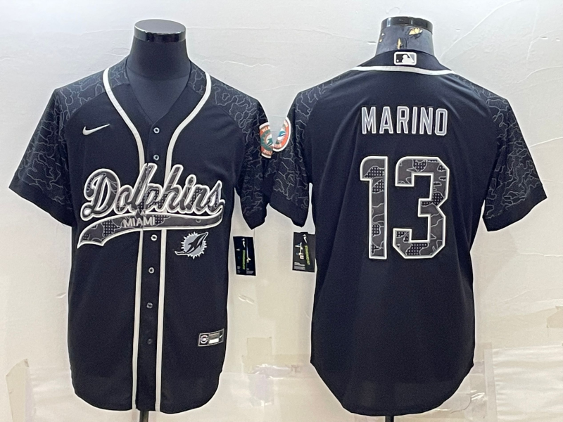 Men's Miami Dolphins Dan Marino #13 Black RFLCTV Limited Jersey1 Joint Edition football jersey product view 1