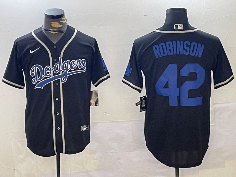 Men's Los Angeles Dodgers Jackie Robinson #42 Black Game Player Jersey1 baseball jersey product view 1