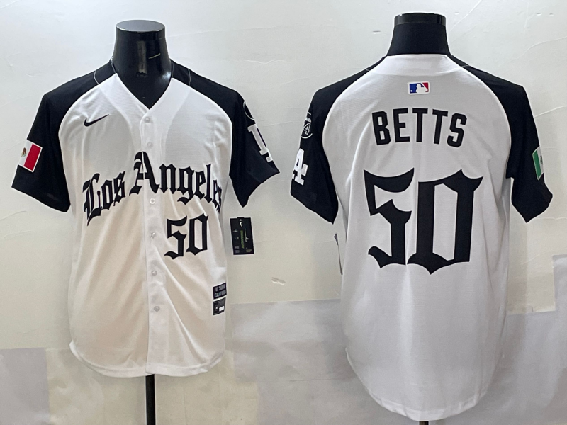 Men's Los Angeles Dodgers Mookie Betts #50 White Game Jersey baseball jersey product view 1