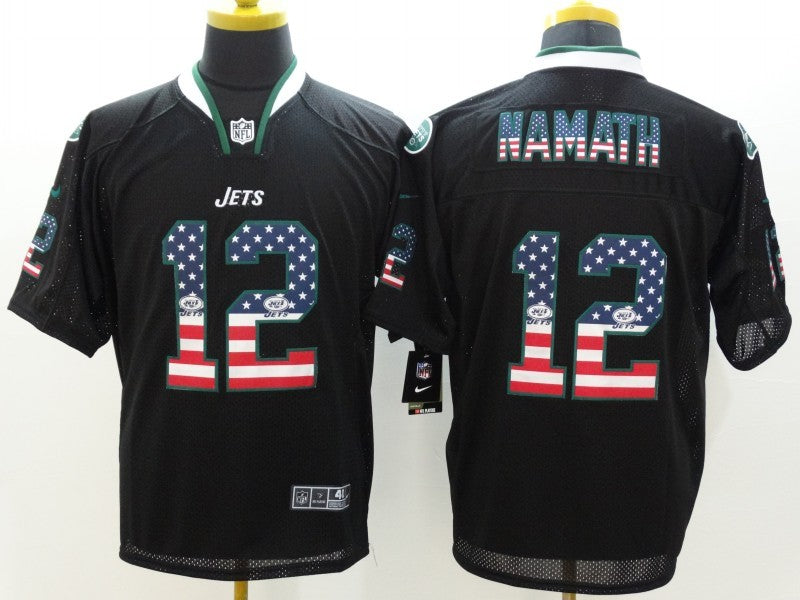 Men's New York Jets Joe Namath #12 Black Game Player Jersey1 football jersey product view 1
