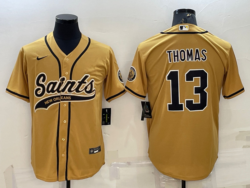 Men's New Orleans Saints Michael Thomas #13 Yellow Game Jersey1 Joint Edition football jersey product view 1