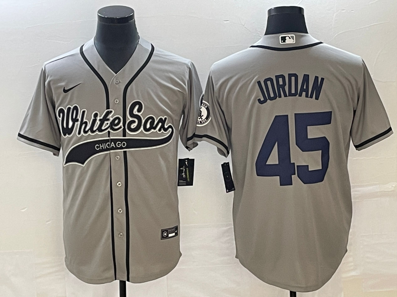 Men's Chicago White Sox Michael Jordan #45 Gray Replica Player Jersey1 Joint Edition basketball jersey product view 1