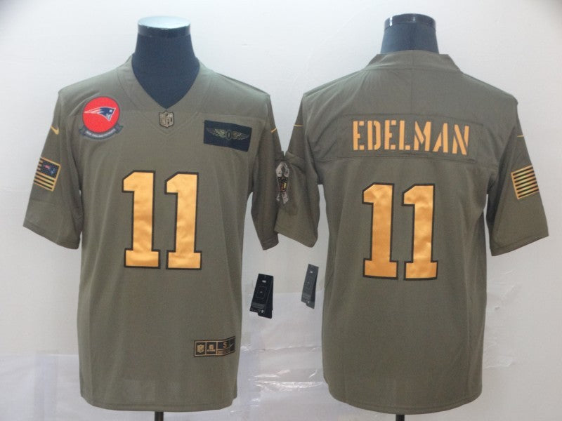 Men's New England Patriots Julian Edelman #11 Brown Game Player Jersey1 football jersey product view 1