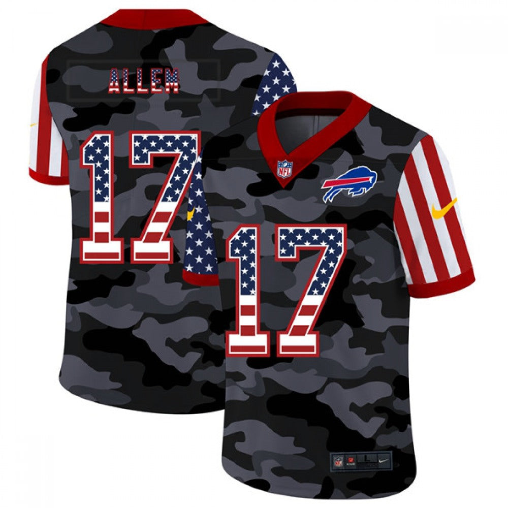Men's Buffalo Bills #17 Josh Allen 2020 Camo USA Flag Limited Stitched Jersey football jersey product view 1