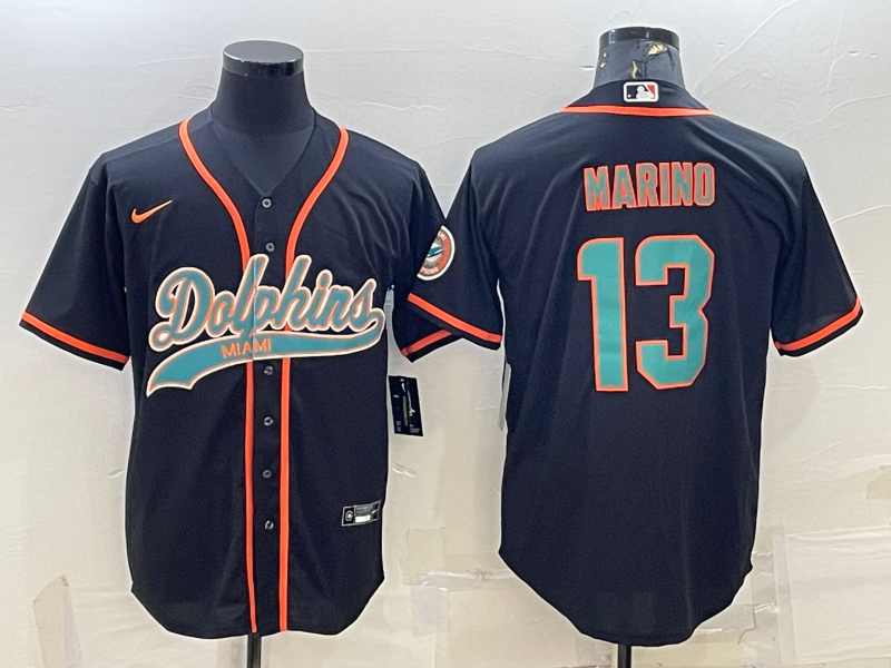 Men's Miami Dolphins Dan Marino #13 Black Game Jersey1 Joint Edition football jersey product view 1