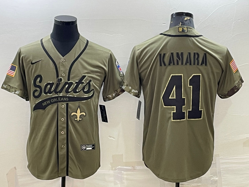 Men's New Orleans Saints Alvin Kamara #41 Olive 2022 Salute To Service Retired Player Limited Jersey1 Joint Edition football jersey product view 1
