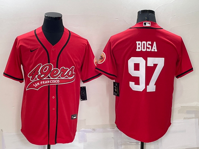Men's San Francisco 49ers Nick Bosa #97 Red Game Jersey1 Joint Edition football jersey product view 1