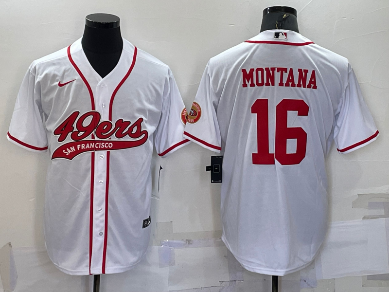 Men's San Francisco 49ers Joe Montana #16 White Game Jersey1 Joint Edition football jersey product view 1