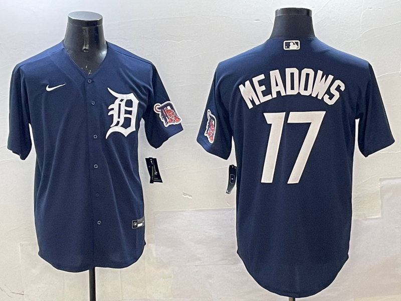 Men's Detroit Tigers Austin Meadows #17 Navy Replica Player Jersey baseball jersey product view 1