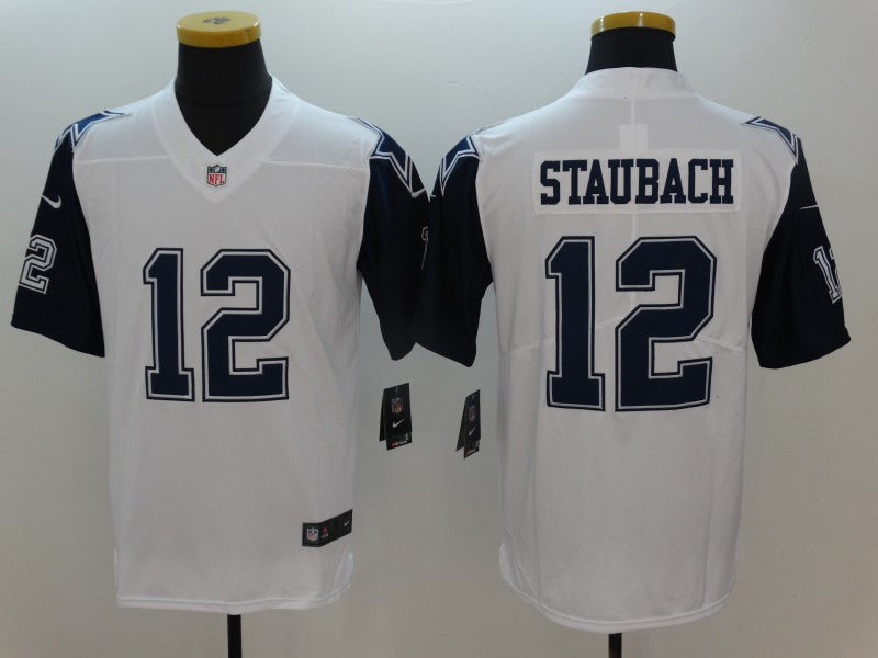 Men's Dallas Cowboys Roger Staubach #12 White Game Jersey1 football jersey product view 1