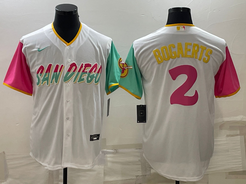 Men's San Diego Padres Xander Bogaerts #2 White City Connect Replica Player Jersey baseball jersey product view 1