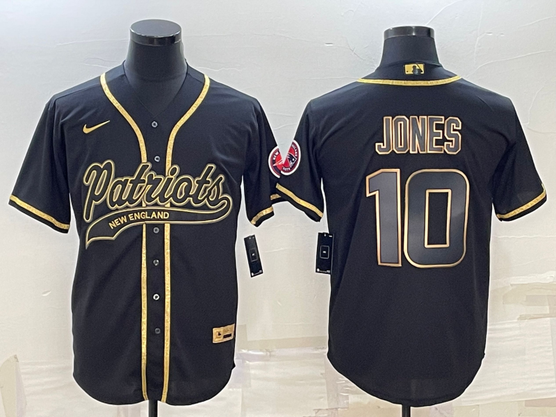 Men's New England Patriots Mac Jones #10 Black Game Jersey1 Joint Edition football jersey product view 1