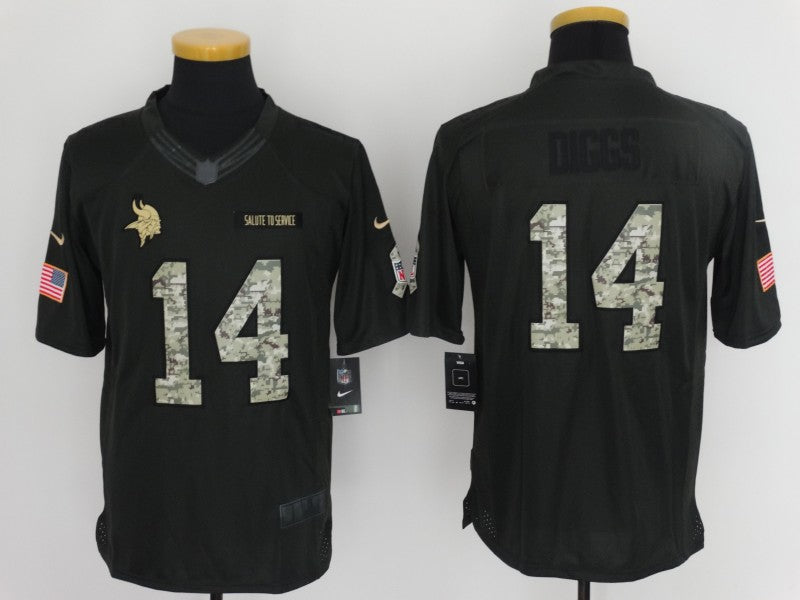 Men's Minnesota Vikings Stefon Diggs #14 Black Alternate Game Jersey1 football jersey product view 1
