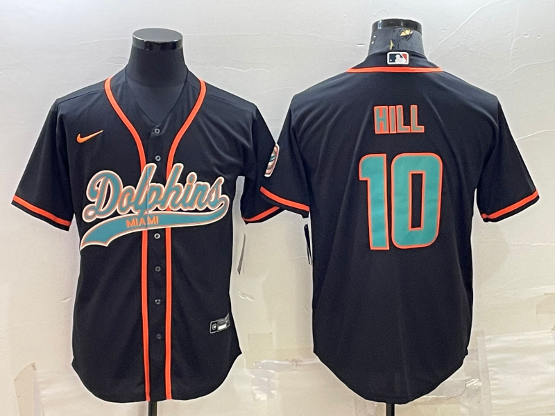Men's Miami Dolphins Tyreek Hill #10 Black Game Jersey1 Joint Edition football jersey product view 1