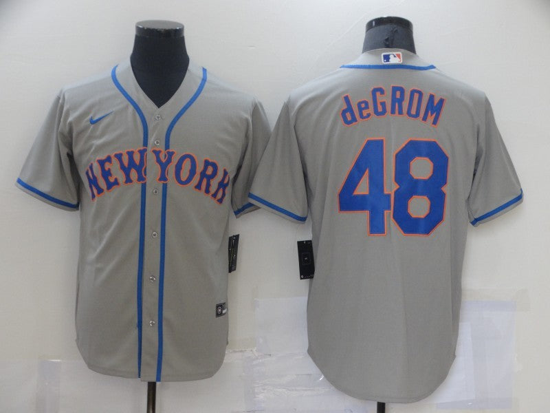Men's New York Mets Jacob deGrom #48 Gray Replica Baseball Jersey1 baseball jersey product view 1