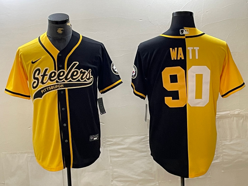 Men's Pittsburgh Steelers T.J. Watt #90 Yellow/Black Game Jersey1 Joint Edition football jersey product view 1
