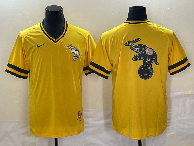 Men's Oakland Athletics Gold Blank Cooperstown Collection Mesh Batting Game Jersey1 baseball jersey product view 1