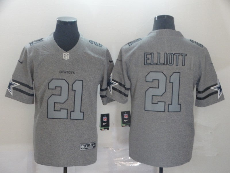 Men's Dallas Cowboys Ezekiel Elliott #21 Gray Game Jersey1 football jersey product view 1
