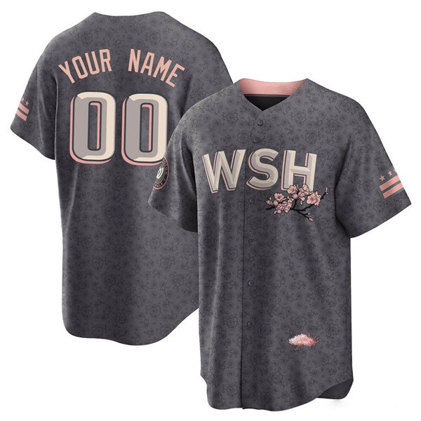 Custom Washington Nationals City Connect Jersey - Gray baseball jersey product view 1