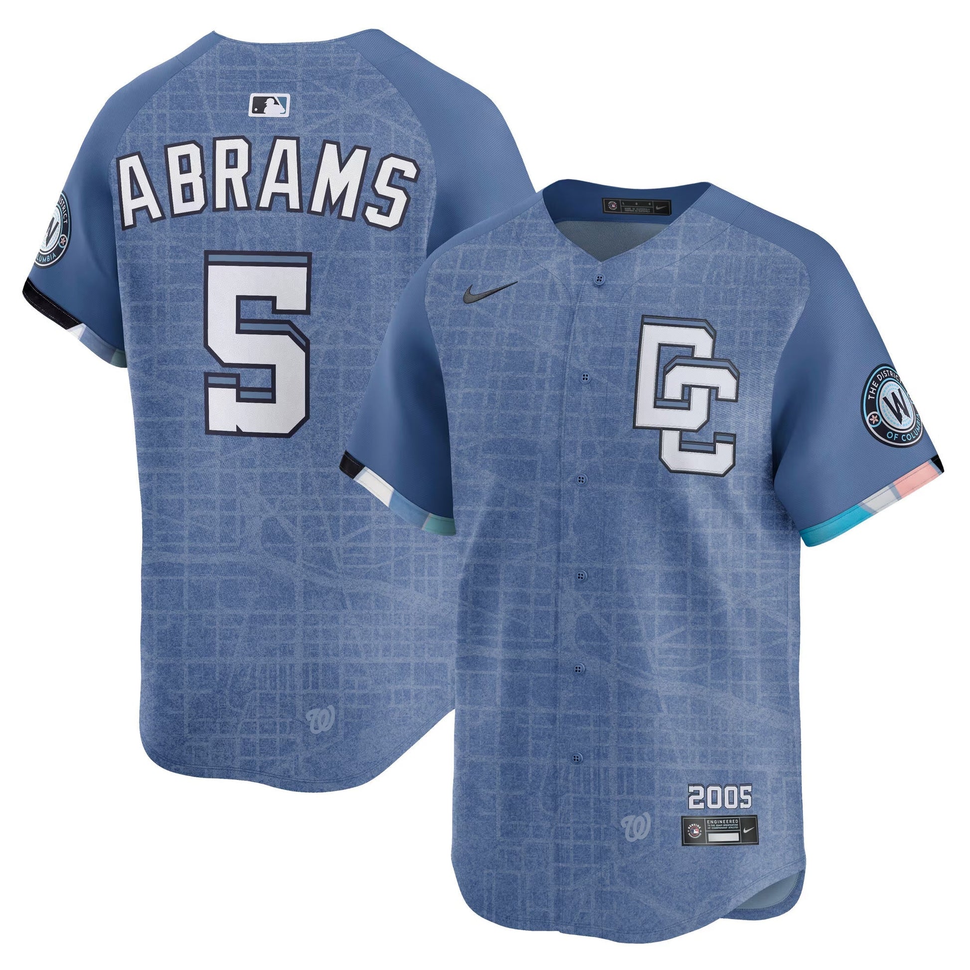 CJ Abrams Washington Nationals City Connect Jersey - Blue baseball jersey product view 1