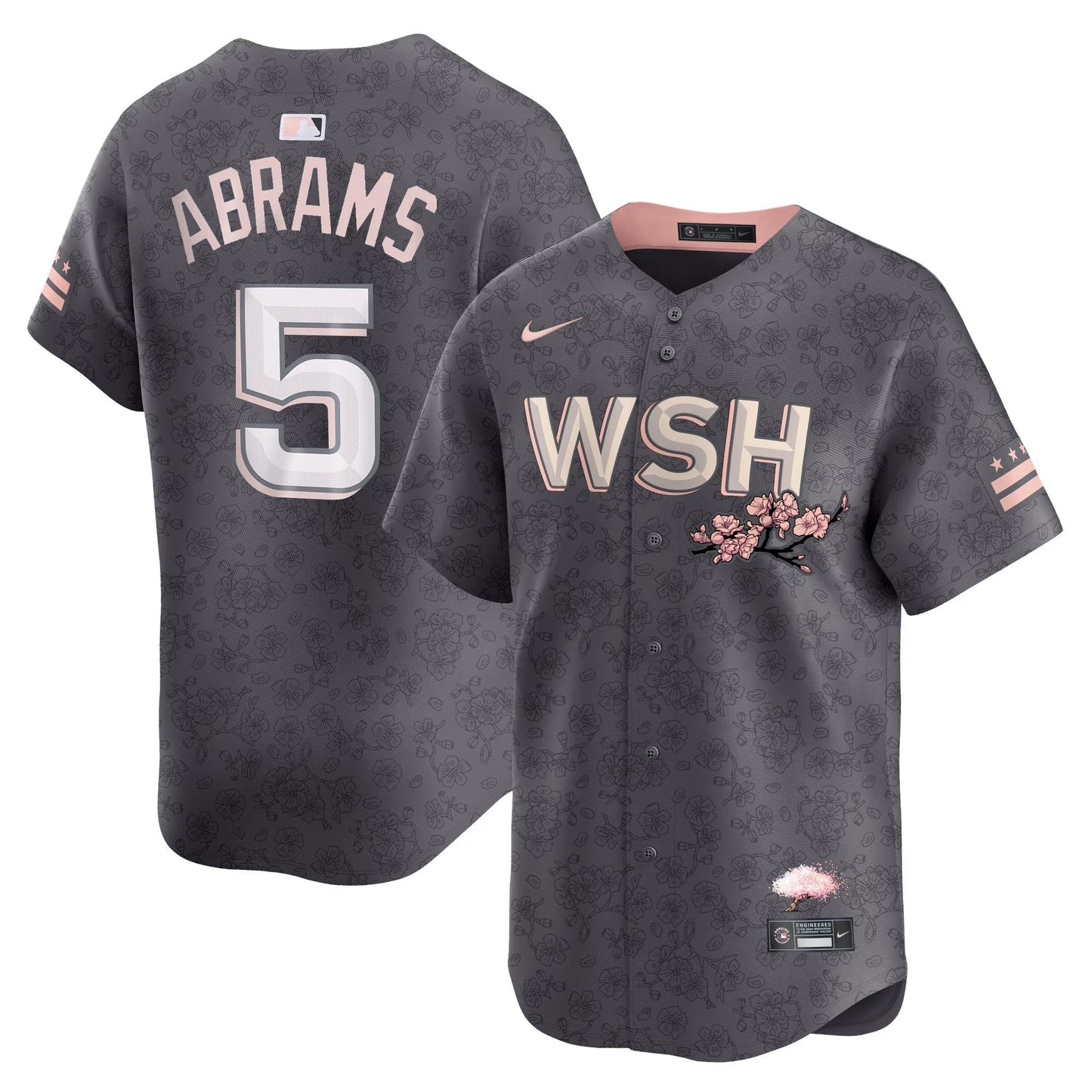 CJ Abrams Washington Nationals City Connect Jersey - Gray baseball jersey product view 1