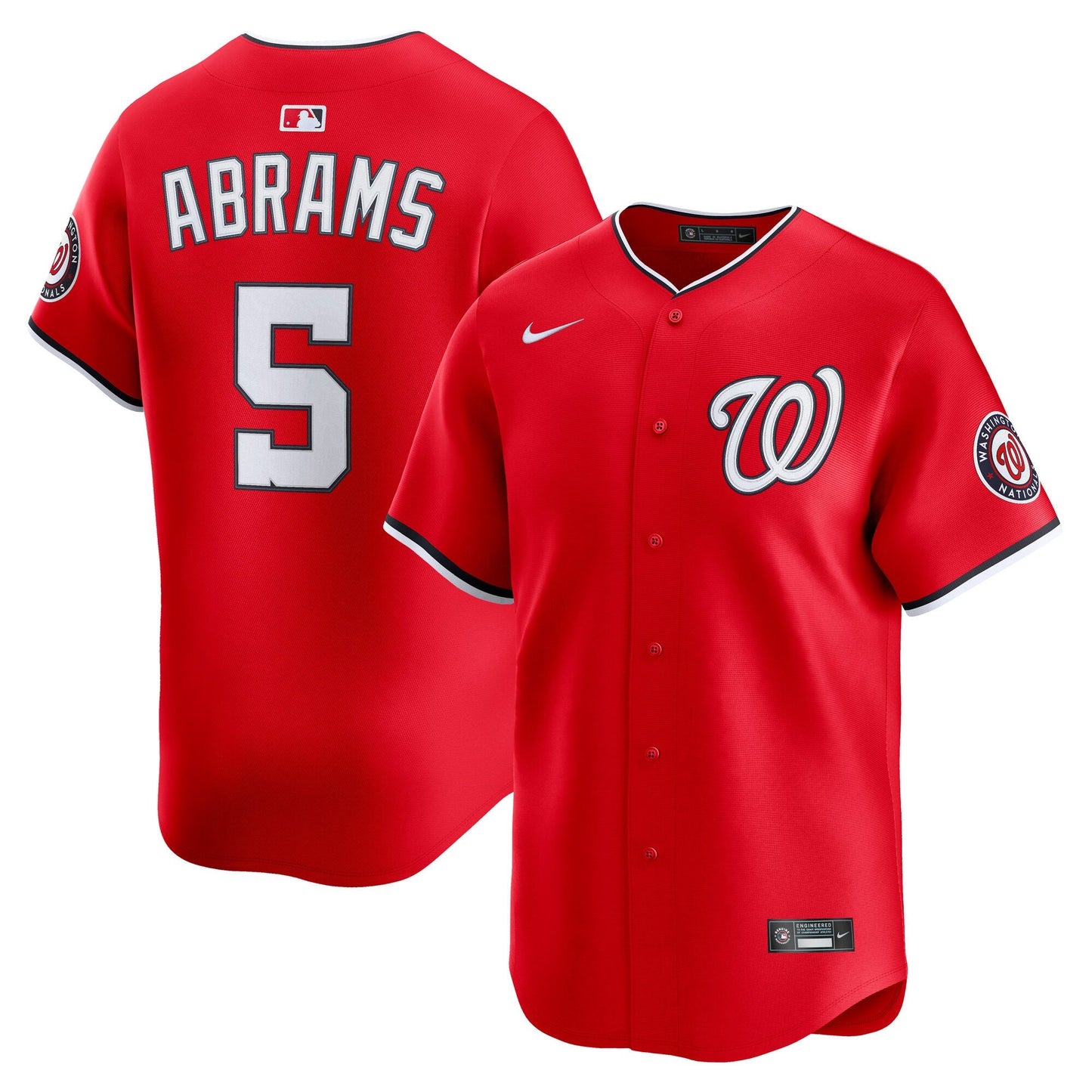 CJ Abrams Washington Nationals Alternate Jersey - Red baseball jersey product view 1