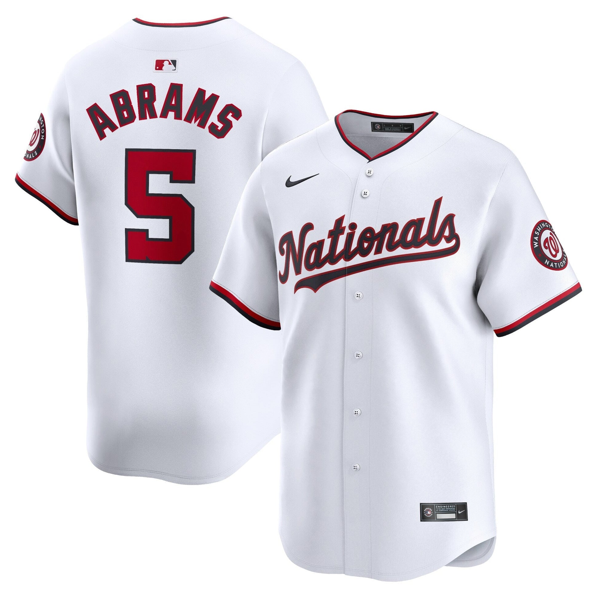 James Wood Washington Nationals Home Jersey - White baseball jersey product view 1