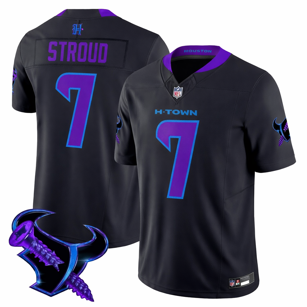 CJ Stroud Houston Texans DJ Screw Special Edition Jersey - Black Purple football jersey product view 1