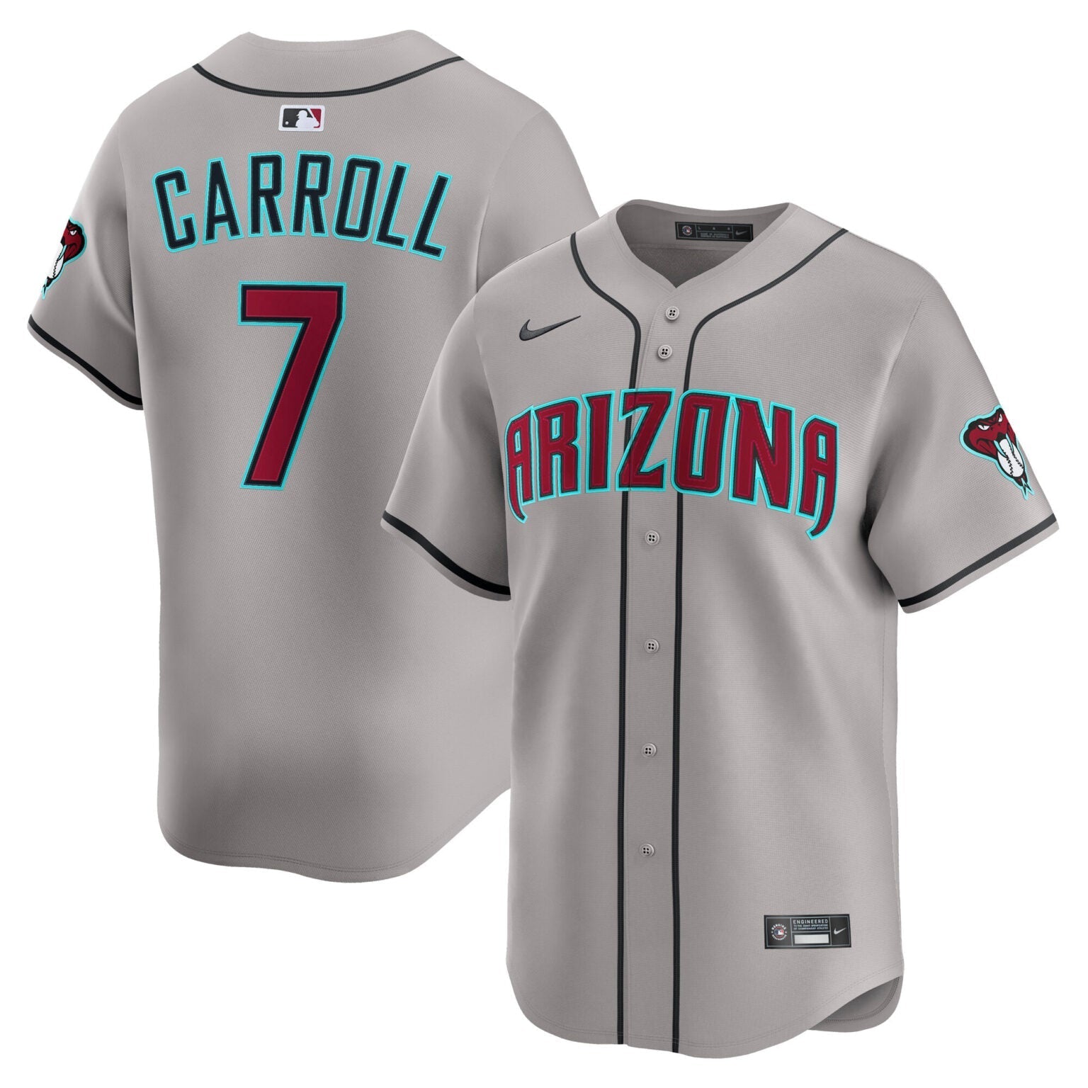 Corbin Carroll Arizona Diamondbacks Road Limited Jersey – Grey baseball jersey product view 1