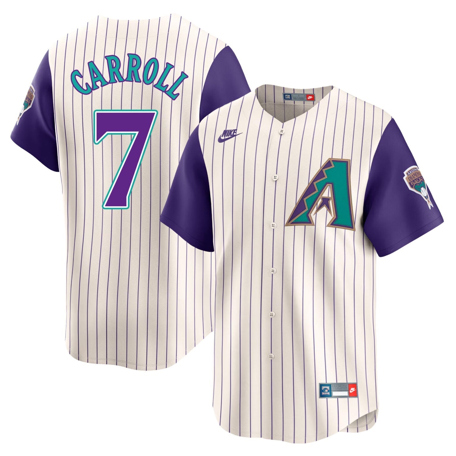 Corbin Carroll Arizona Diamondbacks Cooperstown Jersey – Ivory baseball jersey product view 1