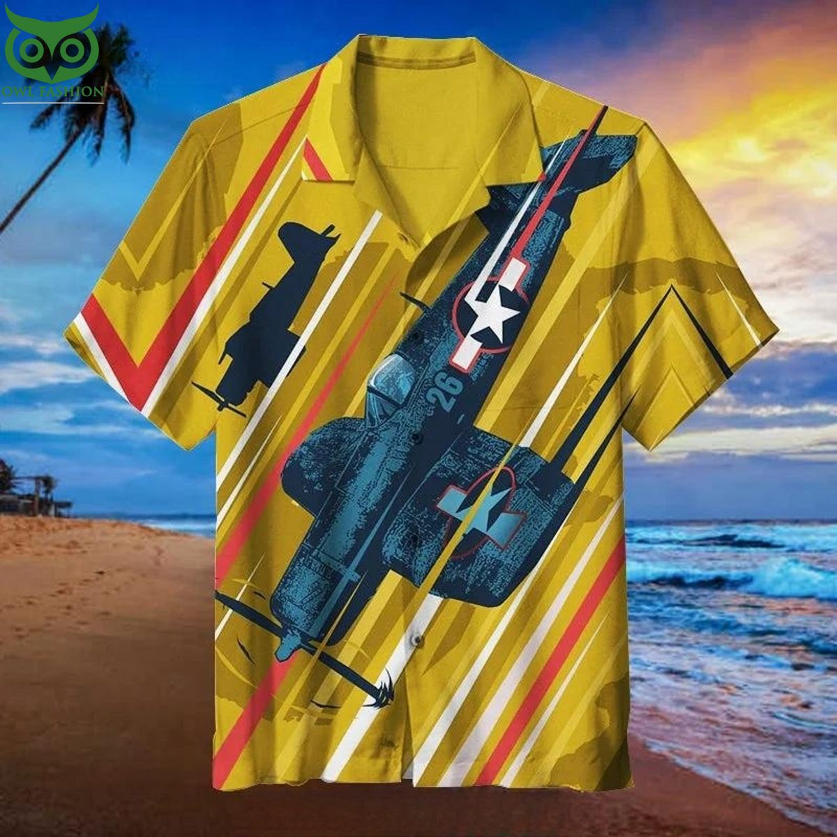 Corsair Airplane America Unisex Hawaiian - Adult & Kids T-Shirts, Sweatshirts & Hoodies apparel design preview 1