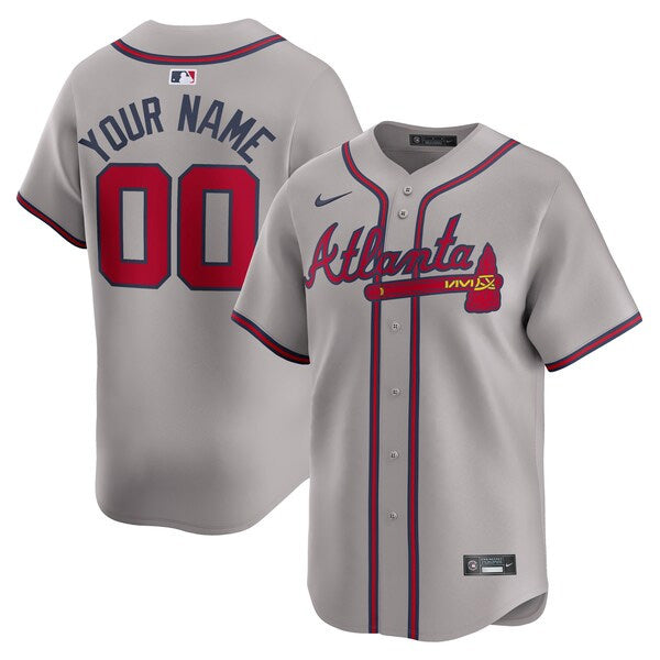 Custom Atlanta Braves Road Jersey - Gray baseball jersey product view 1