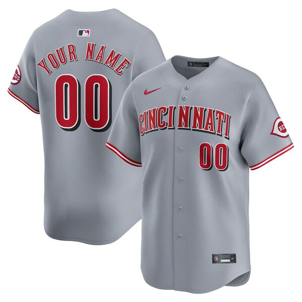 Custom Cincinnati Reds Road Jersey - Gray baseball jersey product view 1