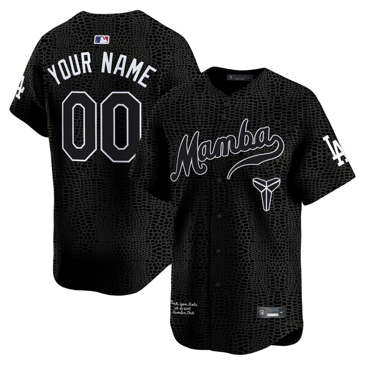 Custom Los Angeles Dodgers Kobe Honor Collection Jersey - Black Mamba baseball jersey product view 1