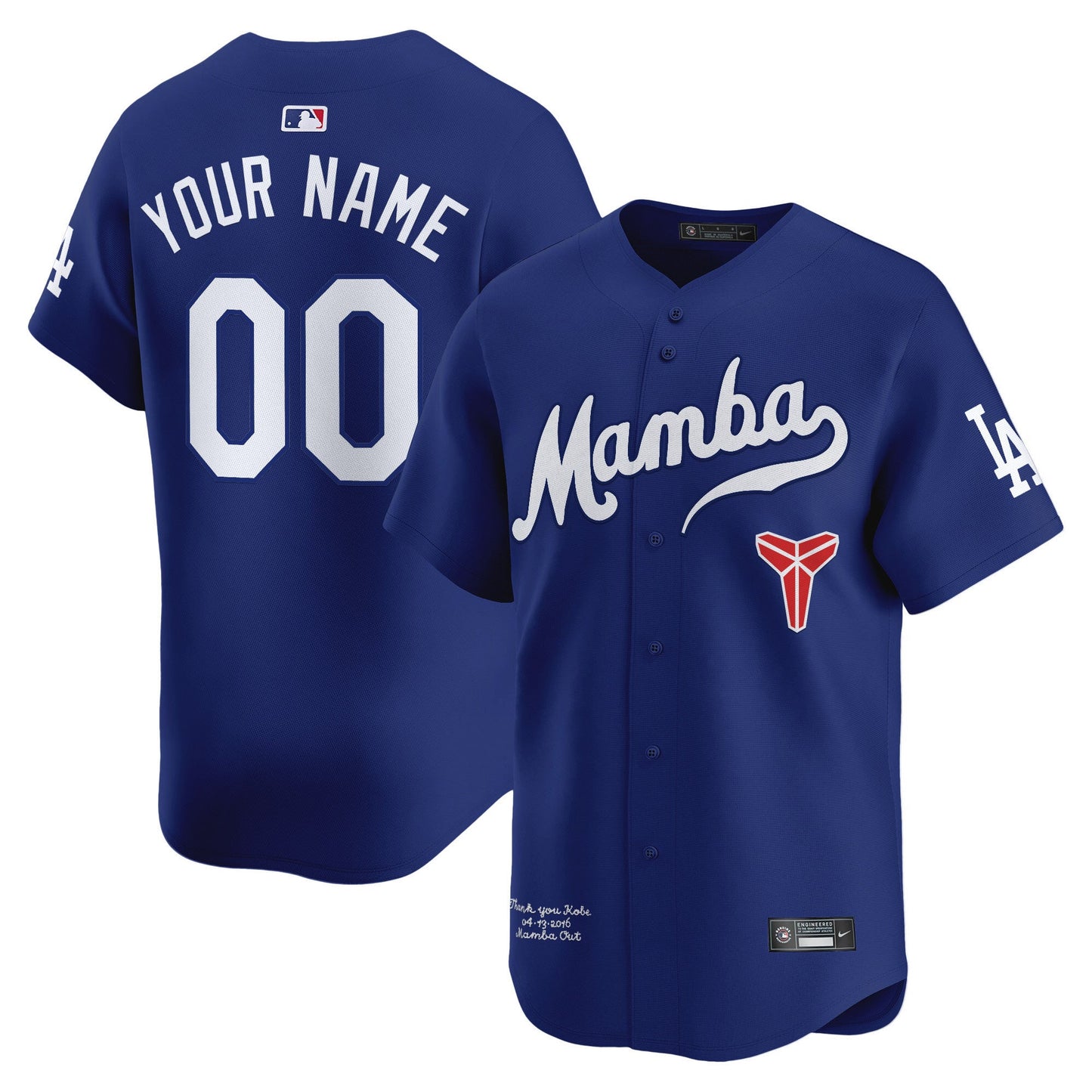 Custom Los Angeles Dodgers Kobe Honor Collection Jersey - Royal Blue baseball jersey product view 1