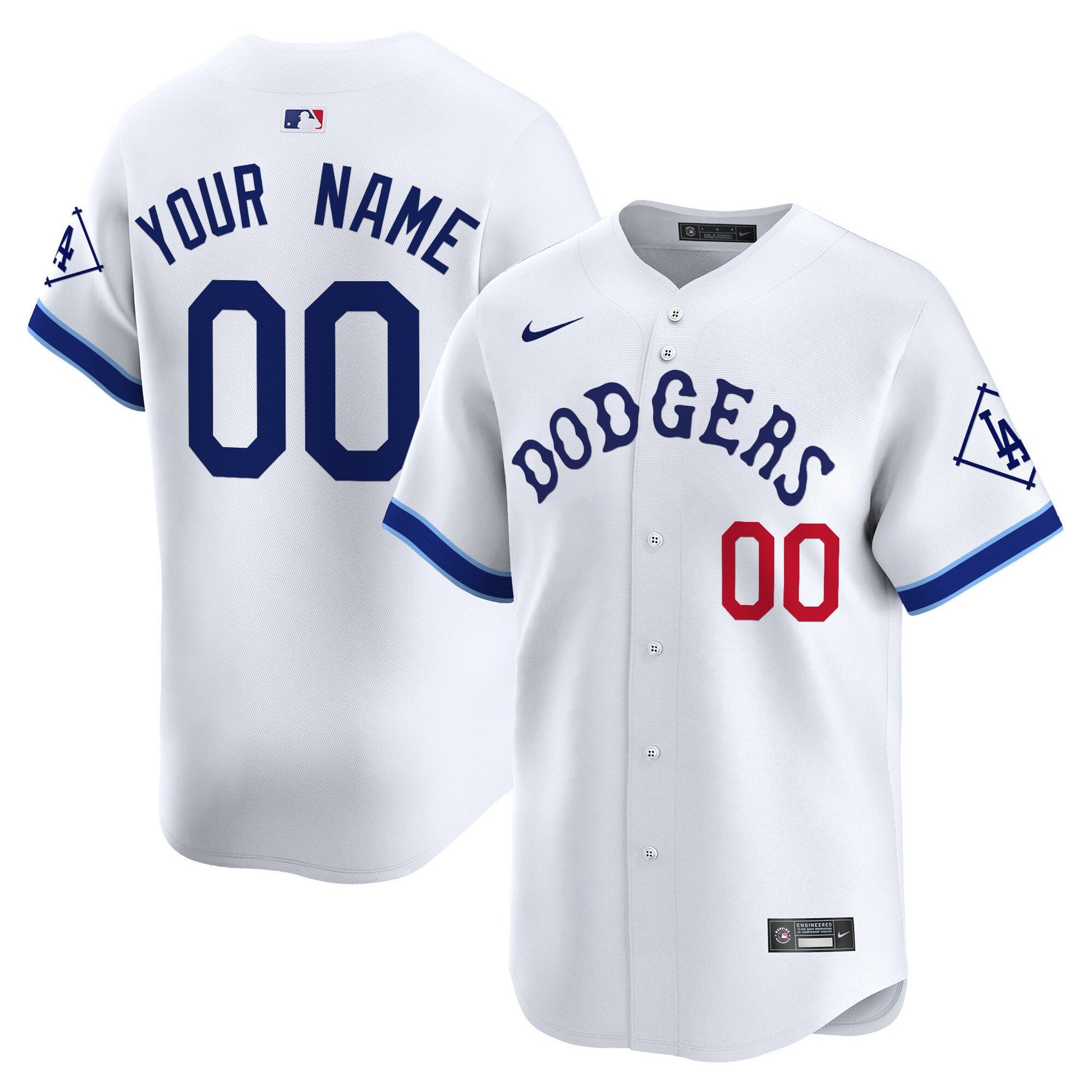 Custom Los Angeles Dodgers Dodgers Tribute Jersey - White baseball jersey product view 1