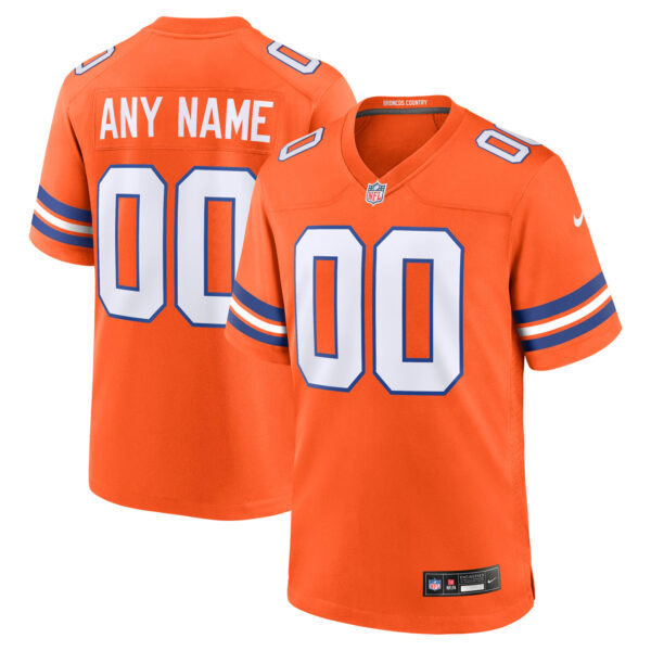 Custom Denver Broncos Mile High Collection 1977 Throwback Jersey - Orange football jersey product view 1